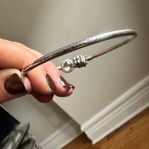 Pandora Bangle Bracelet  “the best is yet to come”  Silver w/ charm